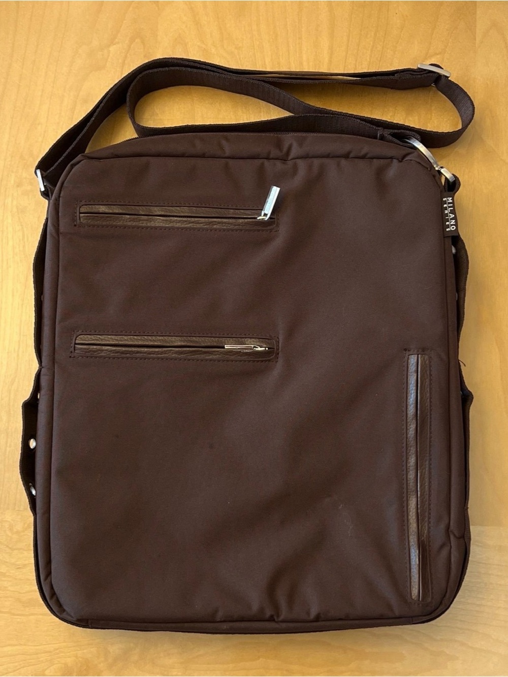 Milano Brown Messenger Bag with Silver Hardware
